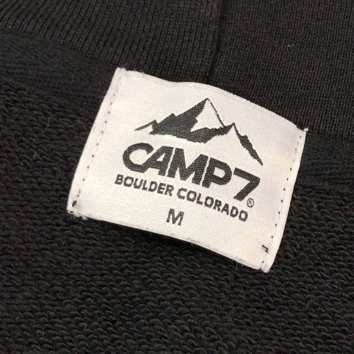 美品　CAMP7 プリントジップアップパーカー　スウェットパーカー　フーディ　アウトドア　キャンプ　ブラック　サイズM_画像9