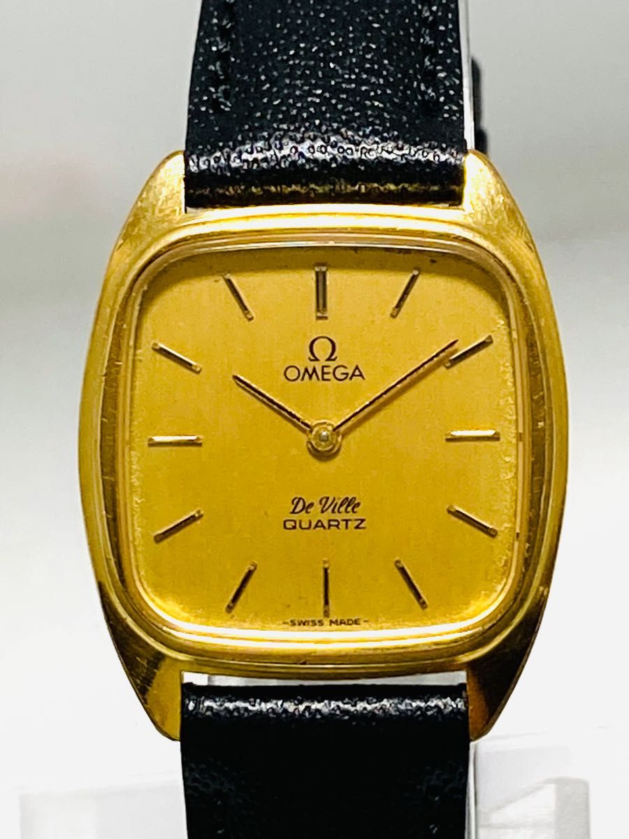 OMEGA オメガ　ゴールド　クォーツ　電池&ベルト新品　レディース腕時計