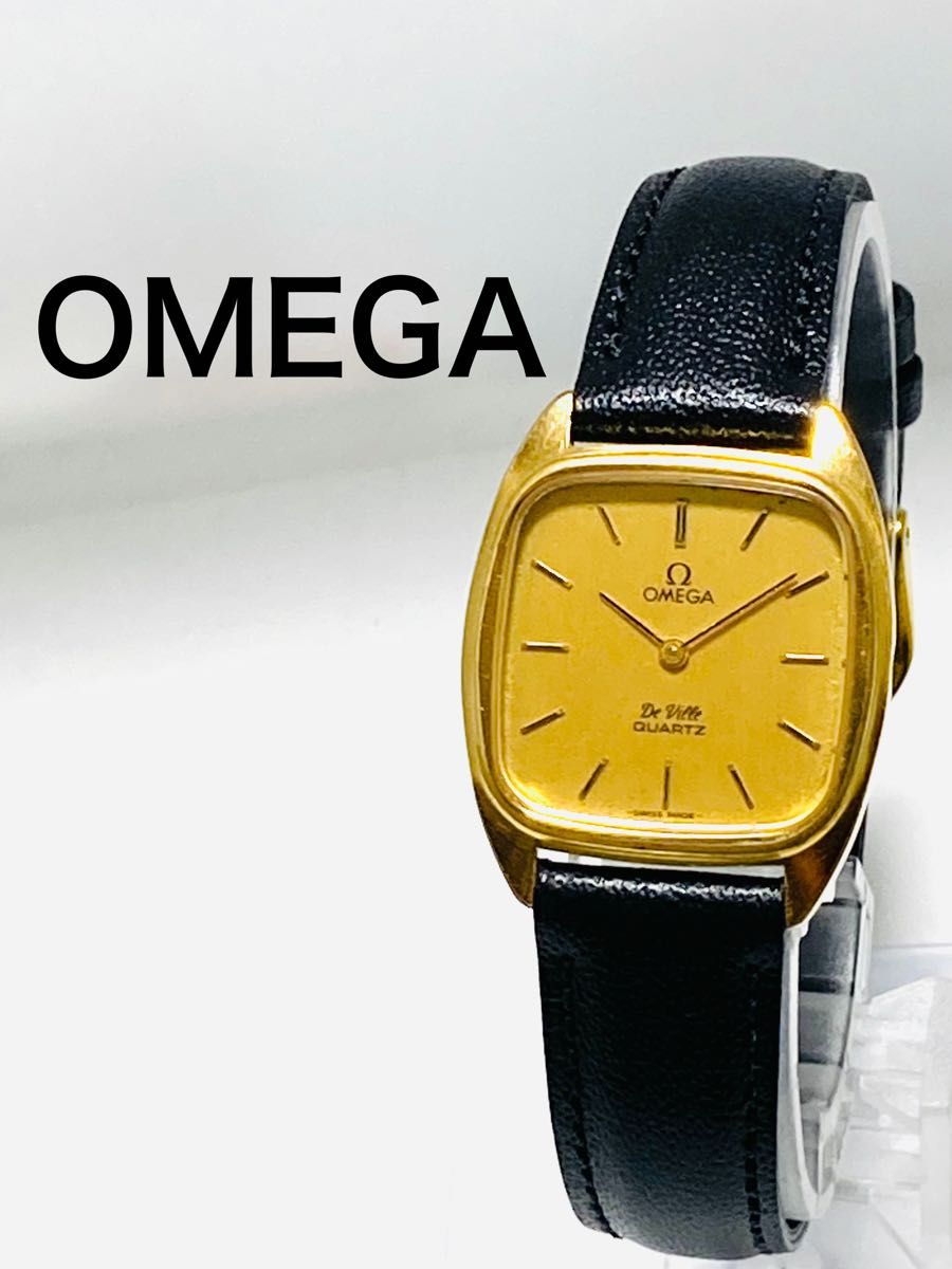 OMEGA オメガ　ゴールド　クォーツ　電池&ベルト新品　レディース腕時計