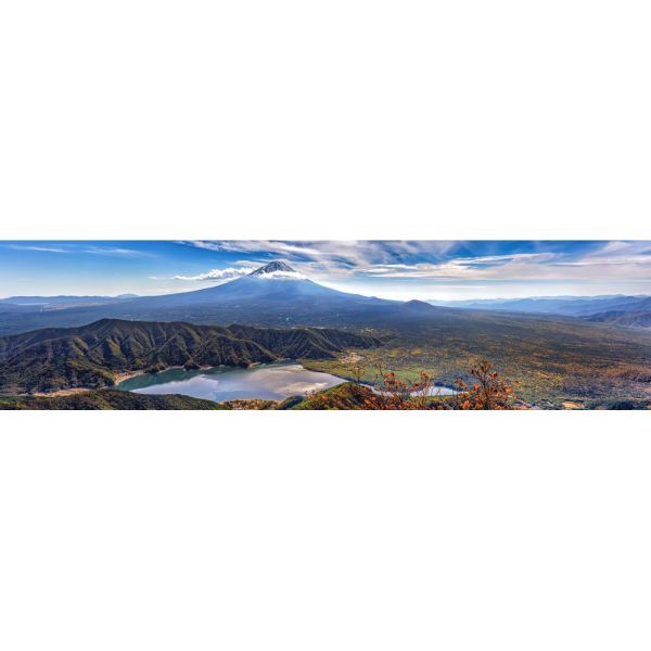 【パノラマX版】富士山 雪頭ケ岳より西湖越しに望む富士と青木ヶ原樹海の大パノラマ 壁紙ポスター 2210×576mm はがせるシール式 013P1