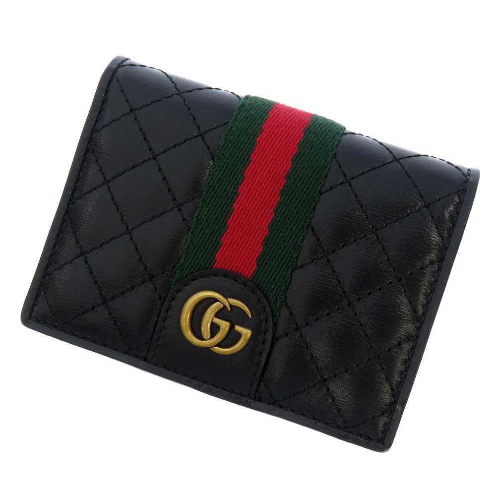 グッチ 二つ折り財布 ダブルG レザー 536453 GUCCI 財布 黒 ブラック