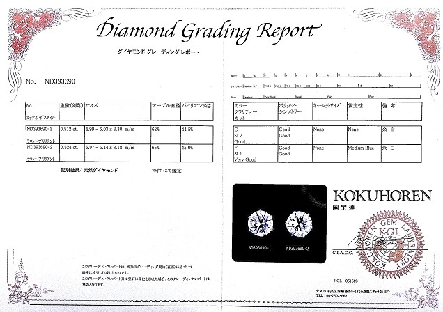 【宝石屋本舗】計1.036ct　F-SI1-VeryGood　G-SI2-Good　天然ダイヤモンド　 PT900ピアス（宝石鑑定書とソーティング（検査証）付