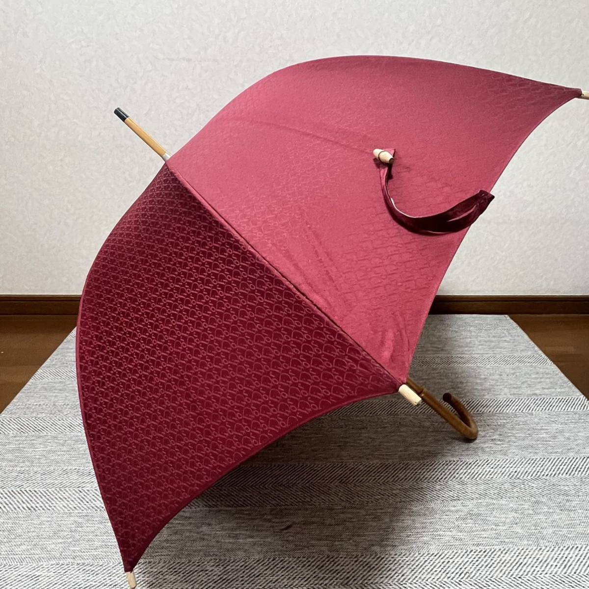  редкий Christian Dior Christian Dior Toro ta- рисунок umbrella . дождь двоякое применение зонт длинный зонт джентльмен женщина wine red Vintage 