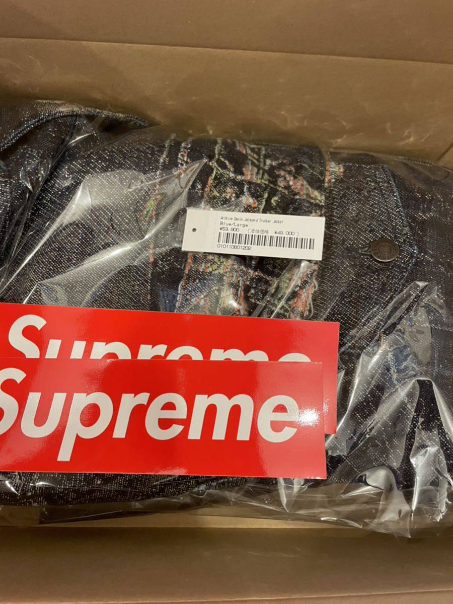 新品 Supreme 23SS Archive Denim Jacquard Trucker Jacket シュプリーム アーカイブ デニム トラッカー ジャケット Blue ブルー 青 L_画像2