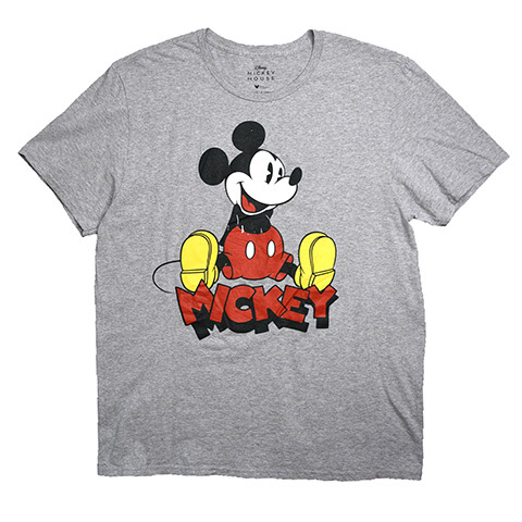 【Lサイズ】 ディズニー ミッキーマウス キャラクター Tシャツ メンズL グレー Disney アメカジ ディズニーランド 古着 BA3658_画像1