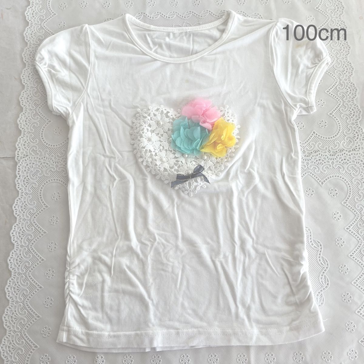 半袖　トップス  フラワー　女の子　100 半袖Tシャツ Tシャツ