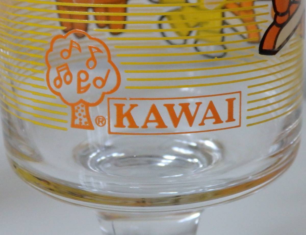 レトロ　当時物★KAWAI 河合楽器 グラス コップ 2点まとめ セット★非売品 ノベルティ コレクション レトロポップ★ゾウ うさぎ ネコ サル_画像4