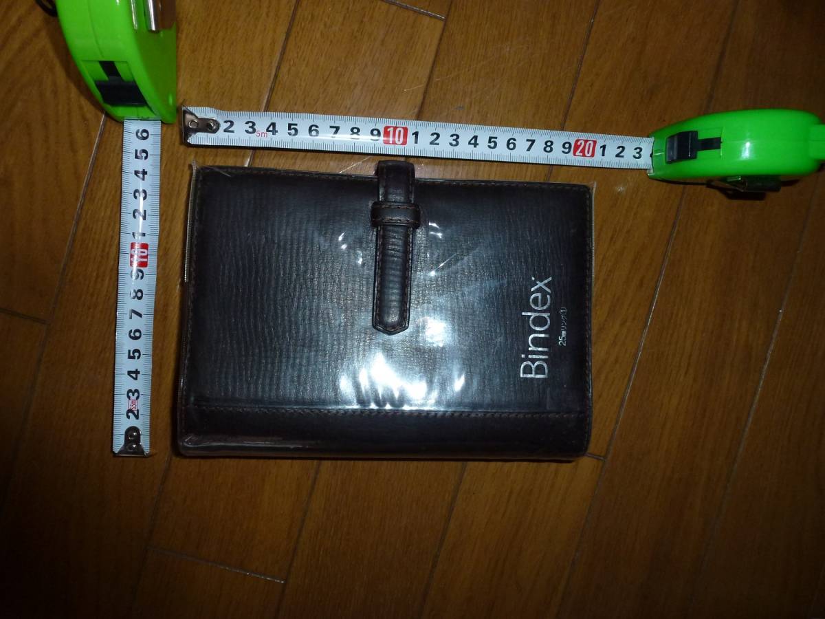 新古品 革システム手帳 Bindex 黒色 約B6（聖書サイズ） 6穴 ボタン _画像1