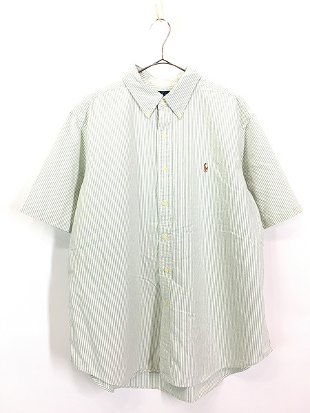 古着 90s Ralph Lauren 「CLASSIC FIT」 ポニー カラー 刺しゅう ストライプ BD シャツ XL 古着_画像1