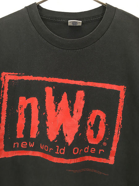 古着 90s nWo New World Order 両面 ロゴ プロレス 格闘技 Tシャツ XL_画像2