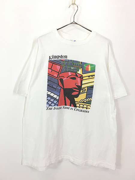 古着 90s USA製 Kingston Technology 「UPGRADES」 メモリ ソフトウェア Tシャツ XL