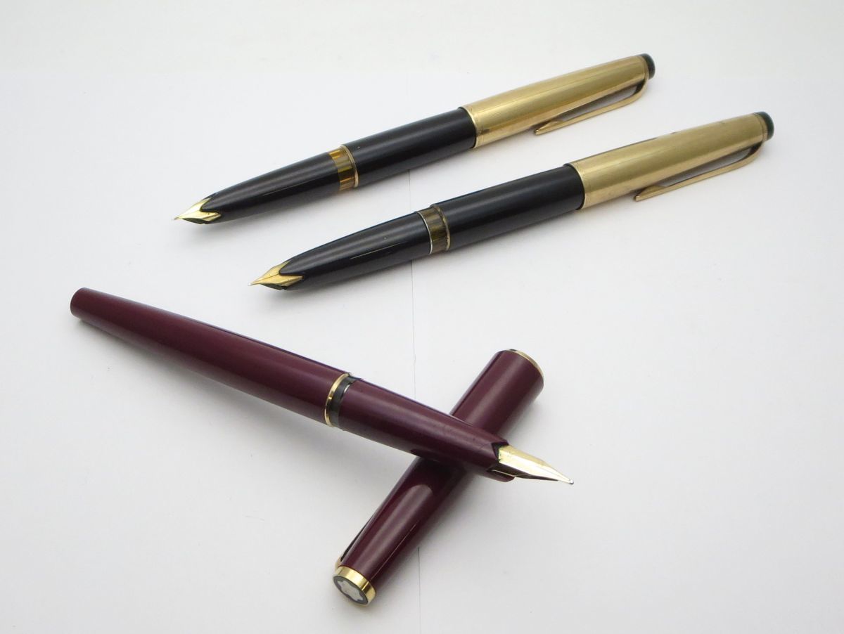 1000円スタート 万年筆 3点まとめ MONTBLANC モンブラン マイスターシュテュック No.72/74 ボルドー ブラック×ゴールド 4 L60045