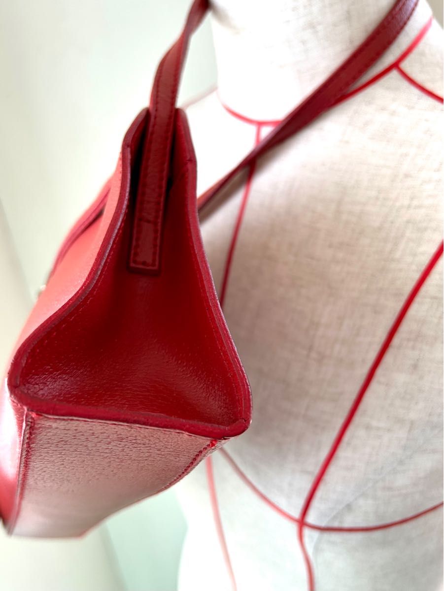 極美品 】FURLA フルラ 本革 ショルダーバッグ 赤 オレンジ レザー