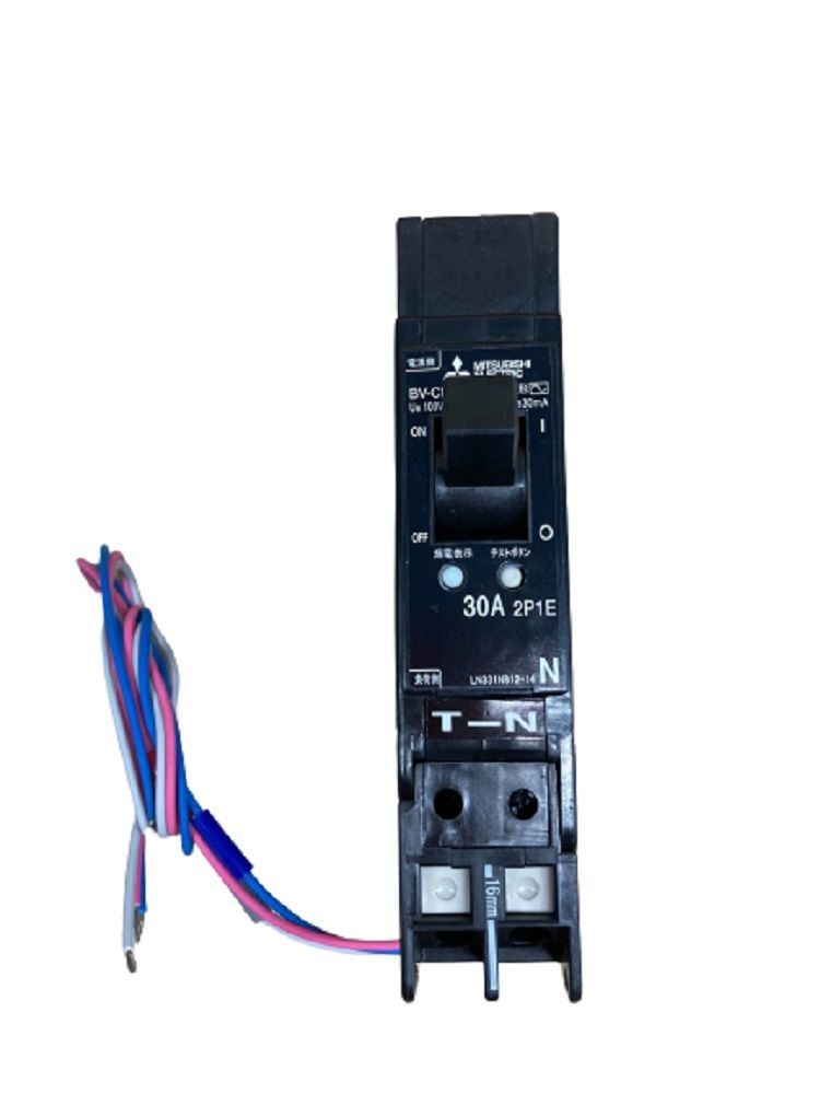 分電盤用遮断器 電源側プラグイン形漏電遮断器 2P1E BV-CP1NT 30A 100V 30MA AL