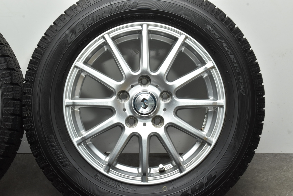 【バリ溝 美品】WEDS 15in 6J +52 PCD114.3 トーヨー ガリット G5 195/65R15 ノア ヴォクシー ステップワゴン プレマシー スタッドレス_画像6