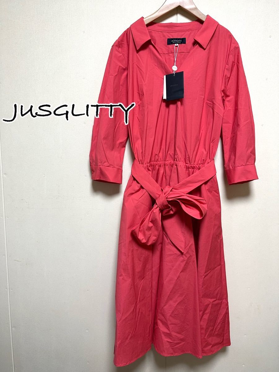 【新品】JUSGLITTY ジャスグリッティー　フレア　ワンピース　七分袖　定価26000円_画像1