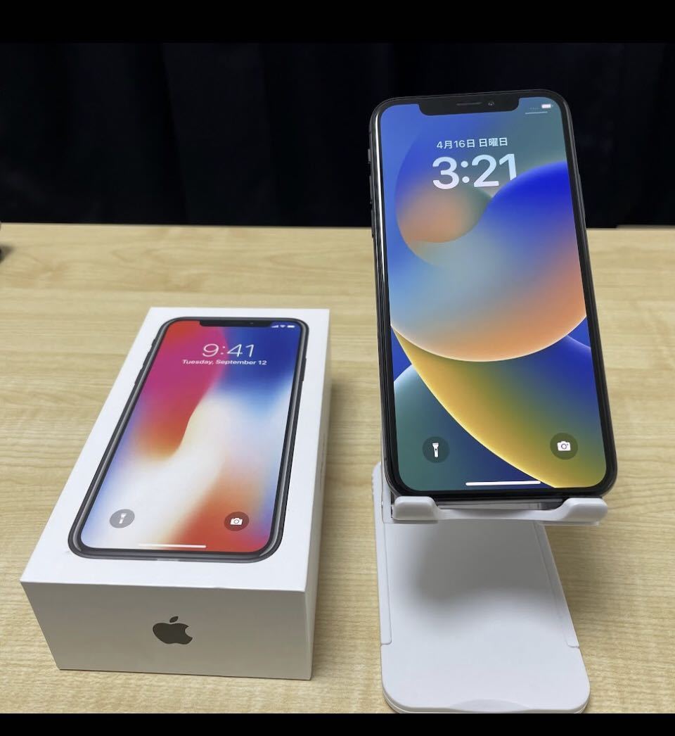 美品】apple iPhone X 256GB SIMフリー スペースグレイ スペースグレイ