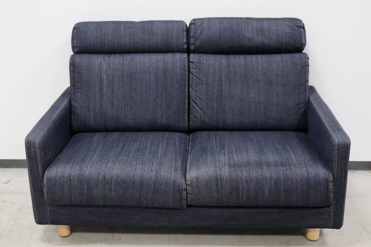 GMGK630 Muji Ryohin / MUJI 2 местный . диван диван love sofa 2 -местный длина стул покрытие кольцо Denim ткань подголовники 