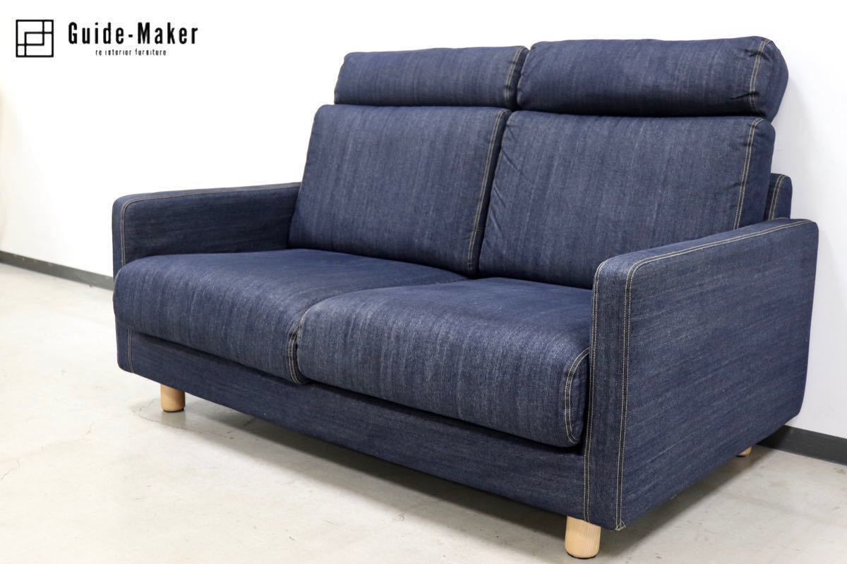 GMGK630 Muji Ryohin / MUJI 2 местный . диван диван love sofa 2 -местный длина стул покрытие кольцо Denim ткань подголовники 