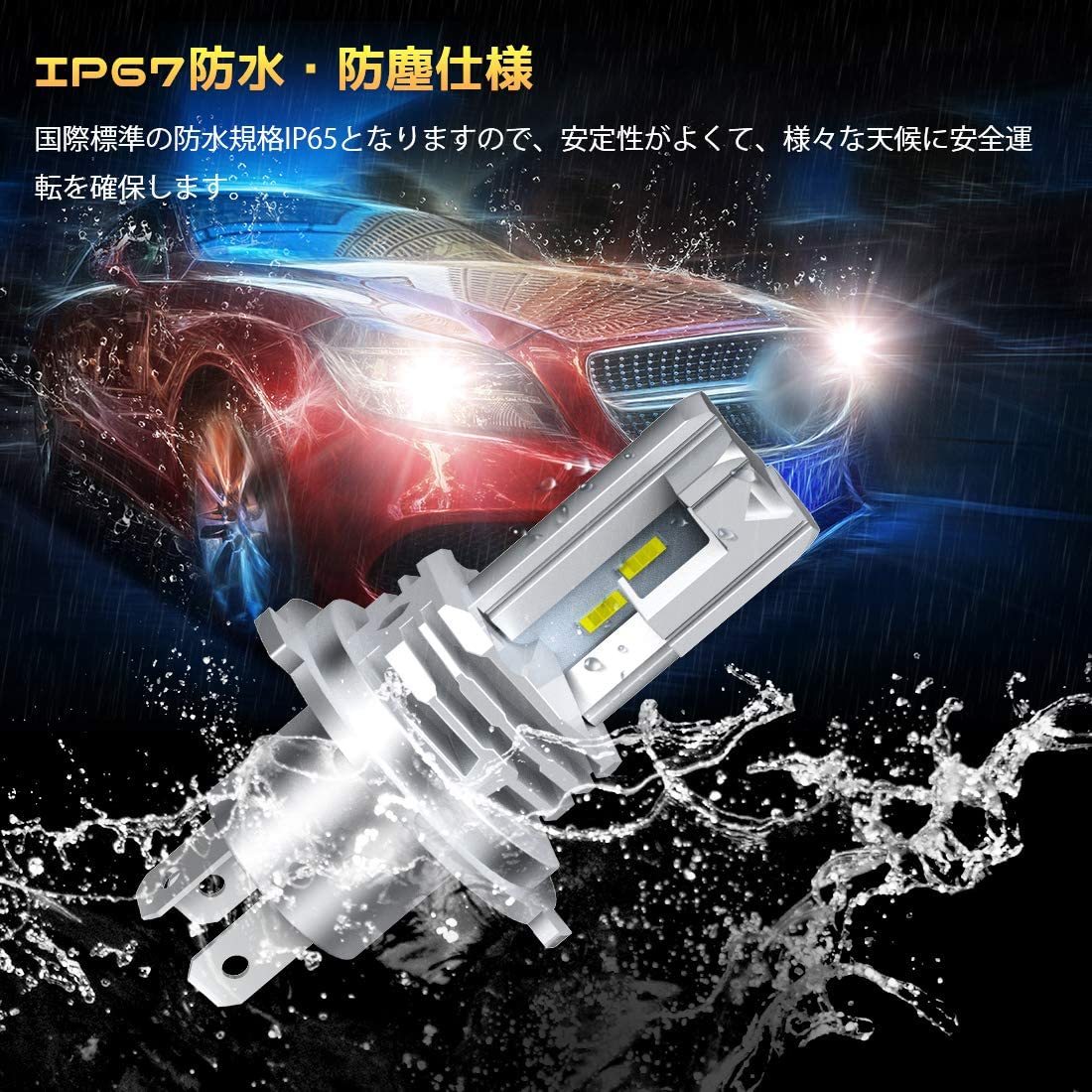 【送料込】　新車検対応！北澤商事 車/バイク用 H4 LEDヘッドライトHi/Lo 6500K ホワイト40W 1200_画像6