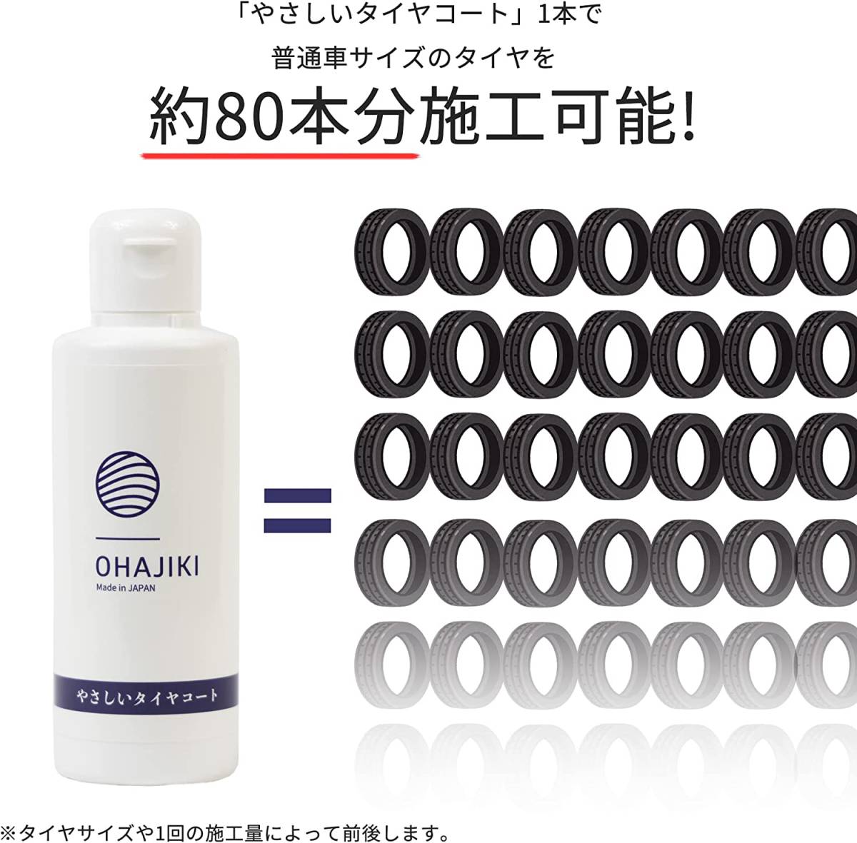 【送料込】　やさしいタイヤコート 水性タイヤワックス スポンジ付き 1ヶ月耐久 タイヤ コーティング 撥水 業務用高濃度_画像6