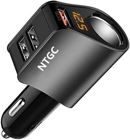 【送料込】　NTGC USB カーチャージャー シガーソケット 車載充電器 分配器 QC3.0 80W/5V ライター_画像1