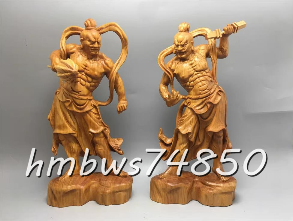 美品 仏教美術 金剛力士像 仁王像 守護神 自然木 仏像 職人 手作り 置物 彫刻 美術品 東洋彫刻 高さ20cm