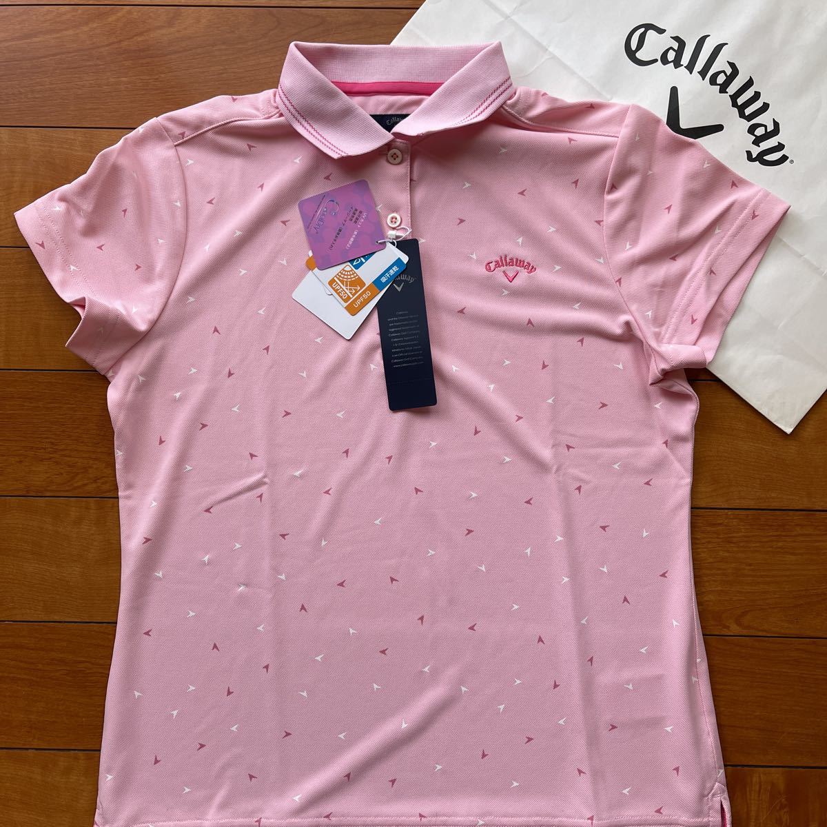 送料無料Callaway GOLFキャロウェイWOMENSポロシャツ定番Vドット柄COOL吸汗速乾DRY紫外線UPF50+ベタ付軽減高通気性STRETCH(お買得LL)新品