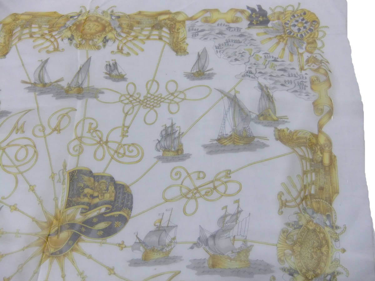 エルメス HERMES 大判スカーフ シルクシフォン VOILES DE LUMIERE 光の帆船の画像4