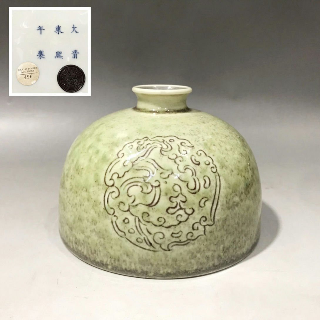 ■青澤古美術■G570大清康熙年製 豆紅釉浮彫太白尊・古陶磁器 ・珍品旧蔵