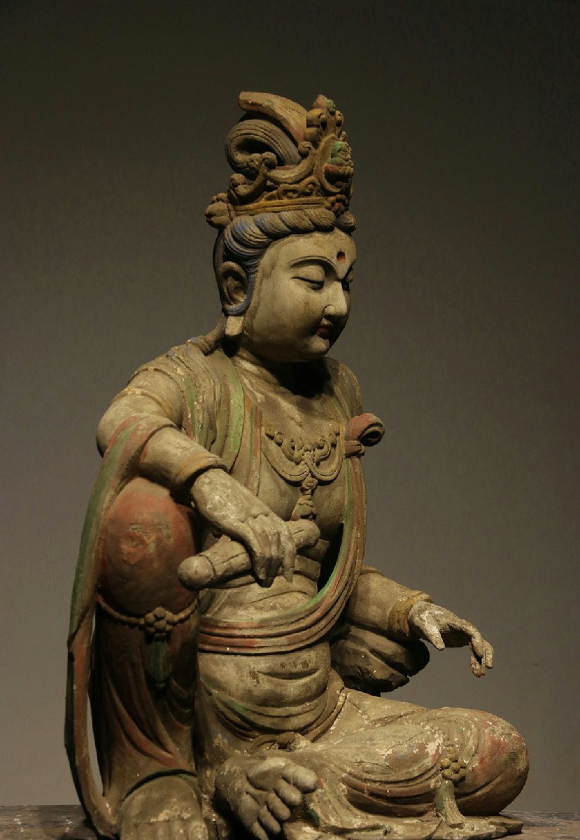 □青澤古美術□G814 明時代 楠木観自在菩薩 楠木彫 仏像 仏教古美術 