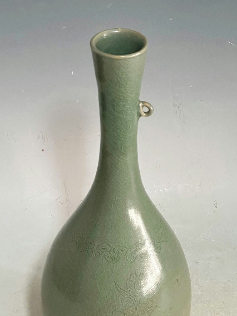 青澤古美術G805旧蔵 朝鮮 高麗磁 朝鮮古陶磁器 古高麗 李朝時代 高麗青磁花瓶