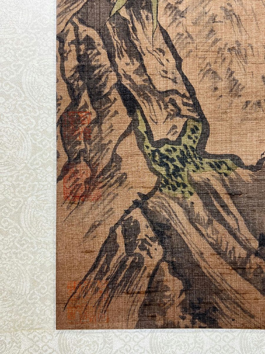 □青澤古美術□G199中国古書道 沈銓 花鳥図 絹本 掛け軸 立軸 水墨