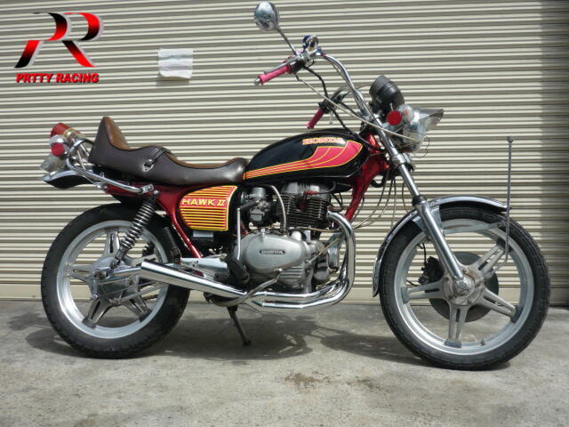 プリティー HONDA CB250TCB400T ホーク2 【極】 サイドクロスメガホン管 マフラー メッキ_画像2