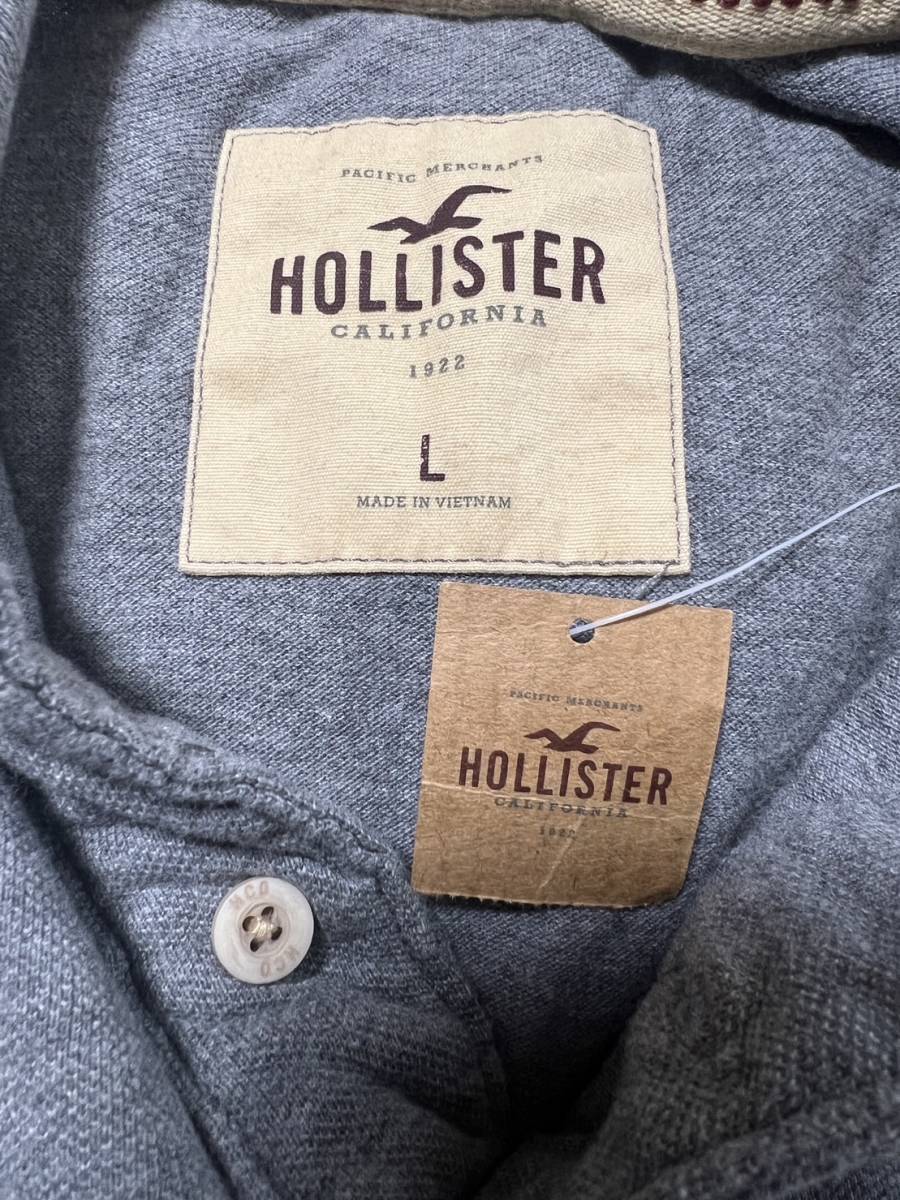 [ rare goods ] Hollister polo-shirt men's L gray HOLLSTER new goods unused 