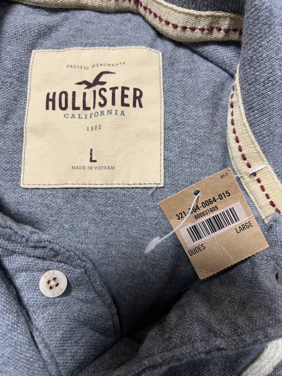 [ rare goods ] Hollister polo-shirt men's L gray HOLLSTER new goods unused 