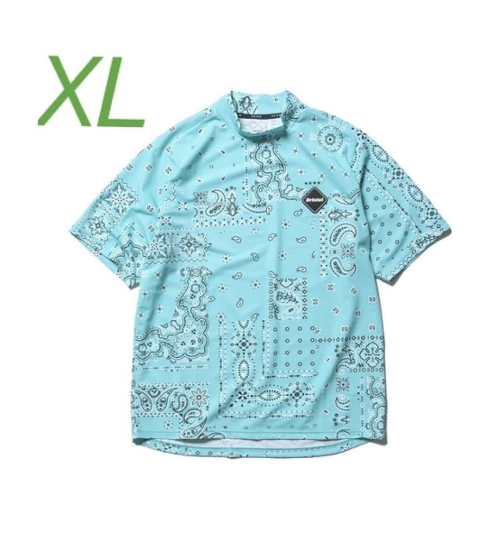 FCRB 23SS WHOLE PATTERN S/S MOCKNECK TOP XL LIGHT BLUE (BANDANA