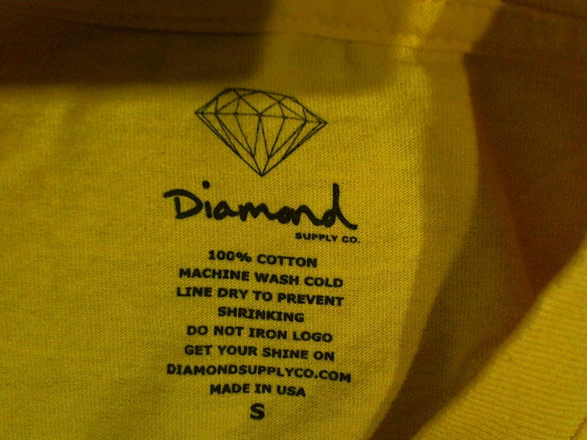 ☆USA製★ダイヤモンドサプライ【Diamond Supply Co.】プリント半袖Ｔシャツ コットンTシャツ S 黄系 ダイヤモンド ダイアモンドの画像7