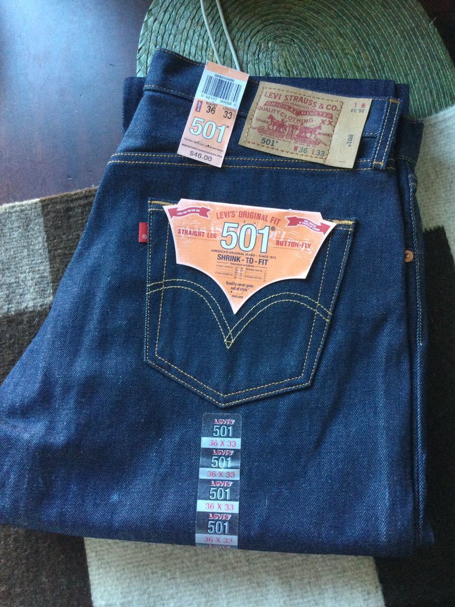 デッドストック 保管品 USA企画 ビンテージ 00s Levis リーバイス 501 W36 L33 デニム ジーンズ アメリカ企画 00年代 リジッド タグ付き