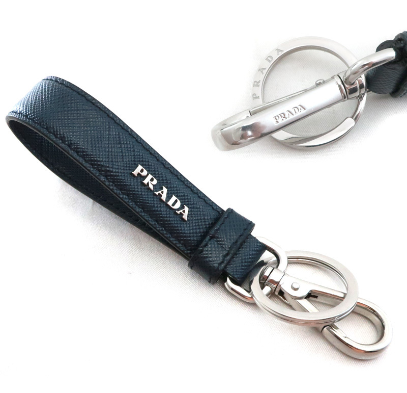  unused Prada PRADA key ring key holder triangle metal plate safia-no leather BALTICO 2PP68T /32444