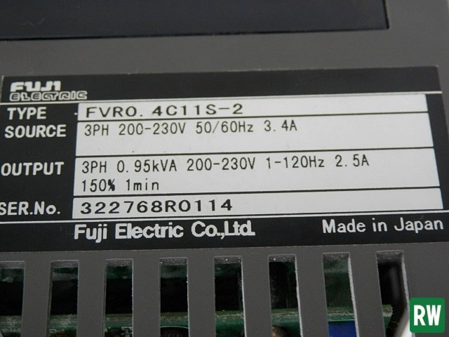 インバータ 富士電機/FUJI FVR0.4C11S-2 AC200V 0.4KW 動作確認済 配電用品 DIY [4]_画像4
