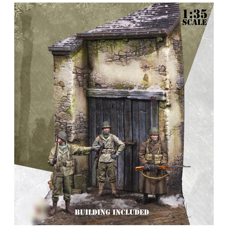 [ scale 1/35] resin resin figure kit military Thema see trim scene army person 3 person building not yet painting unassembly D3005