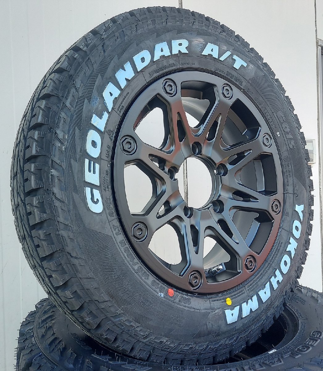 ジムニー JB23 JB64 JA22 JA12 JA11 BDX08 ヨコハマ ジオランダーAT 185/85R16 タイヤホイールセット 16インチ ホワイトレター_画像8