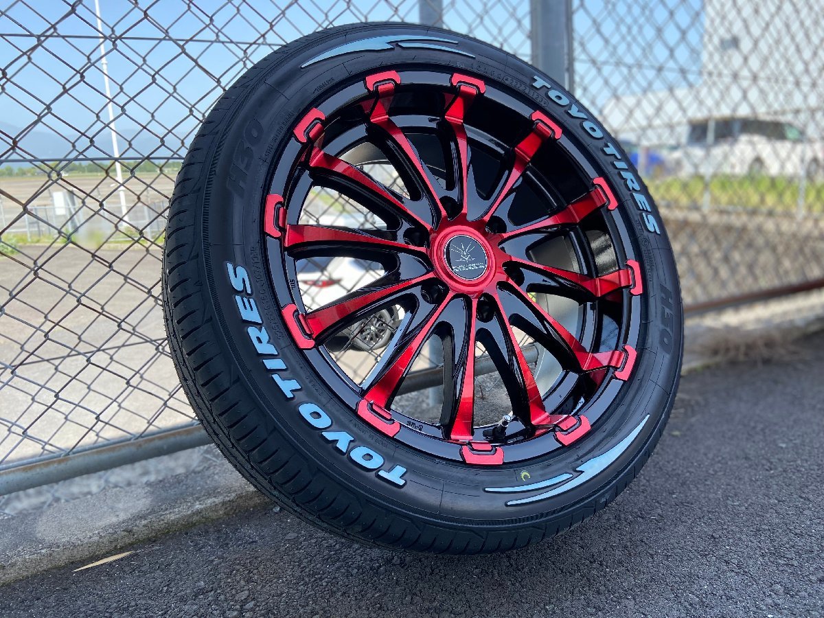 ハイエース 200系 18インチ タイヤホイール レッド 車検対応 BD12!! TOYO H30 225/50R18 4本セット 1台分_画像4