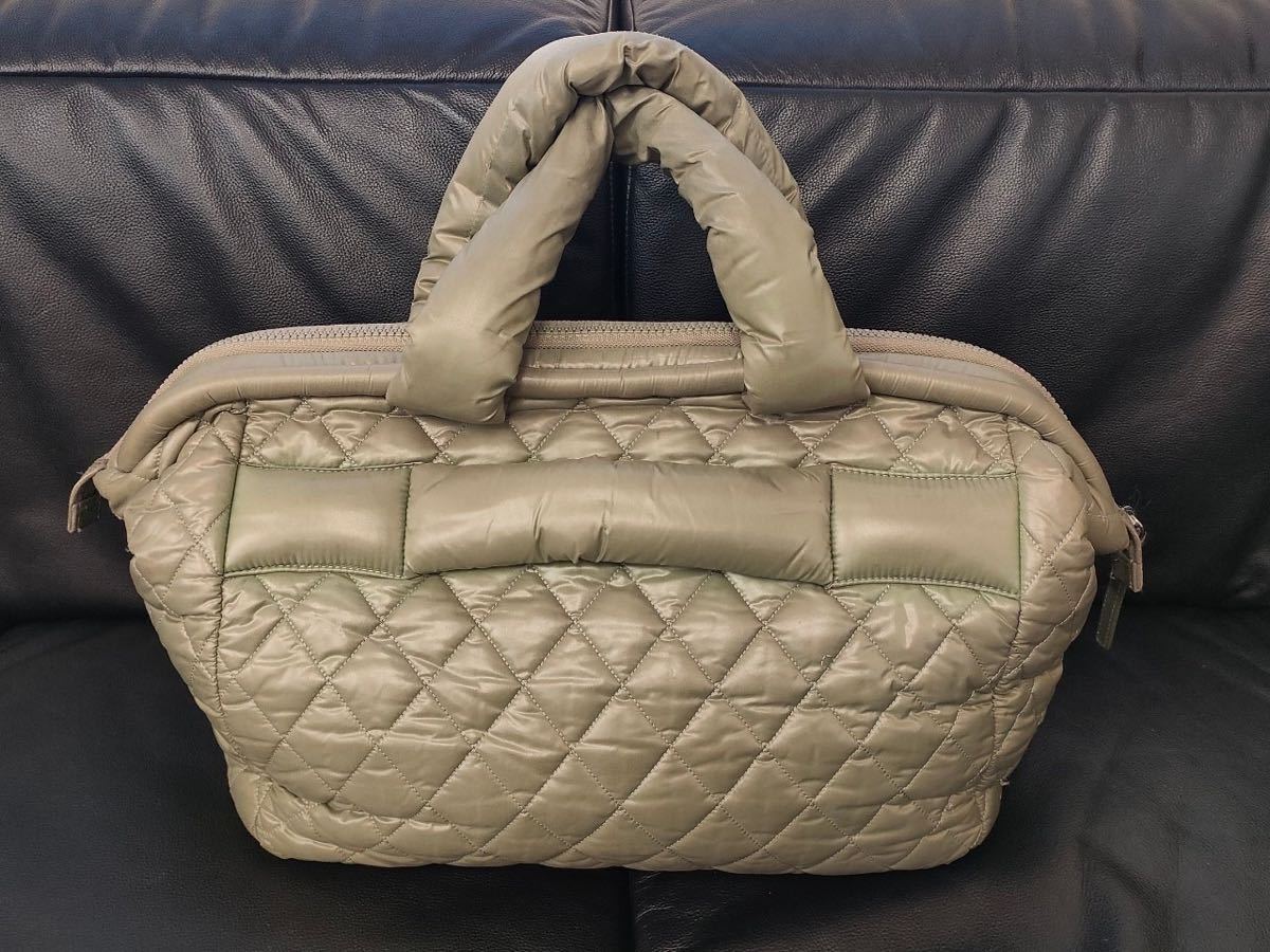 CHANELコココクーンカーキ色ミニボストンバックマザーバック