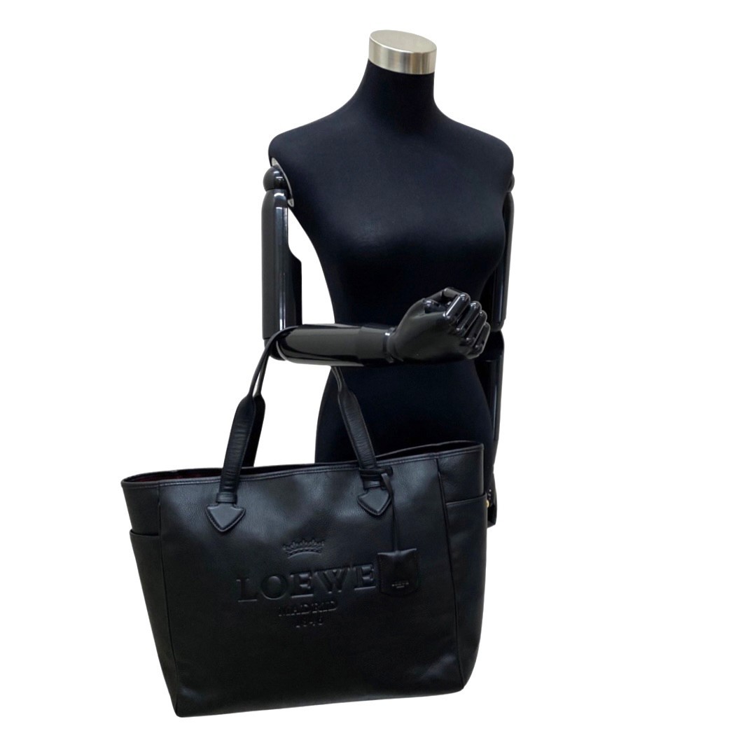 極 美品 クロシェット付 LOEWE ロエベ ヘリテージ レザー トートバッグ