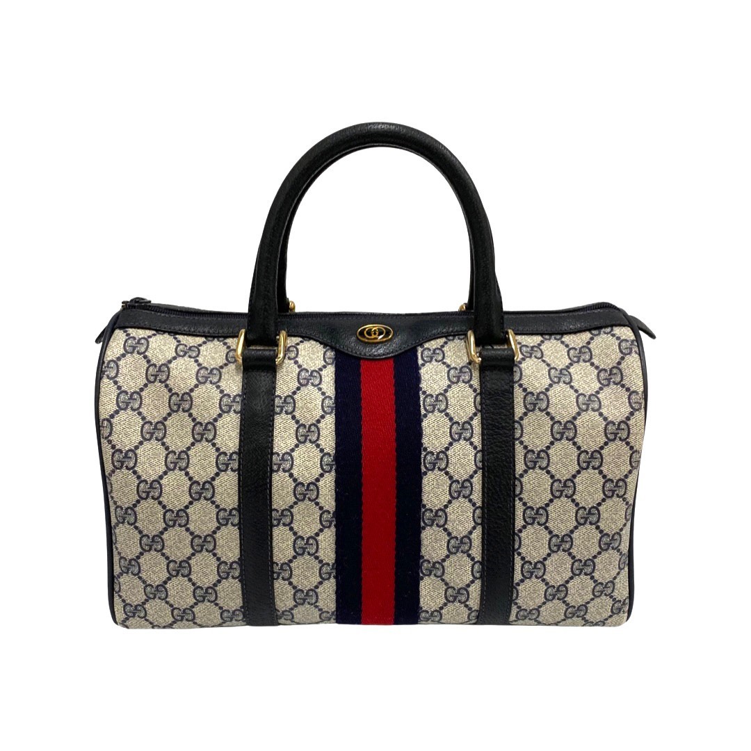 GUCCI グッチ シェリーライン GG トートバッグ PVC レザー ネイビー