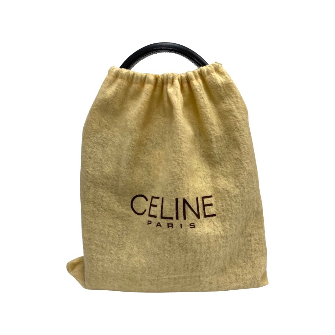 極美品 保存袋付 CELINE セリーヌ ヴィンテージ ロゴ リング 金具 カーフ レザー 本革 2way ハンドバッグ ショルダーバッグ ネイビー 07399_画像10
