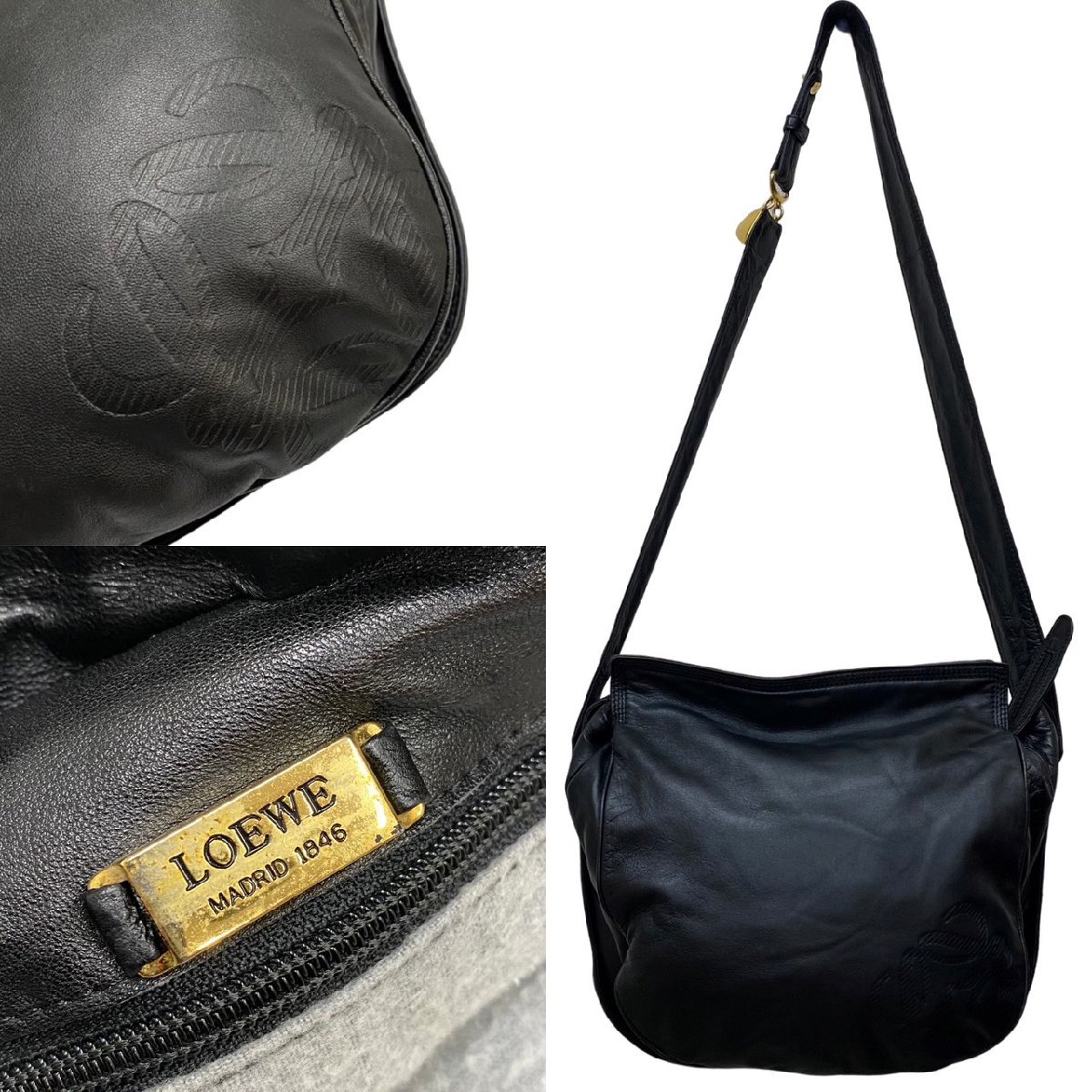 極 美品 希少品 LOEWE ロエベ ヴィンテージ アナグラム ロゴ ナッパ