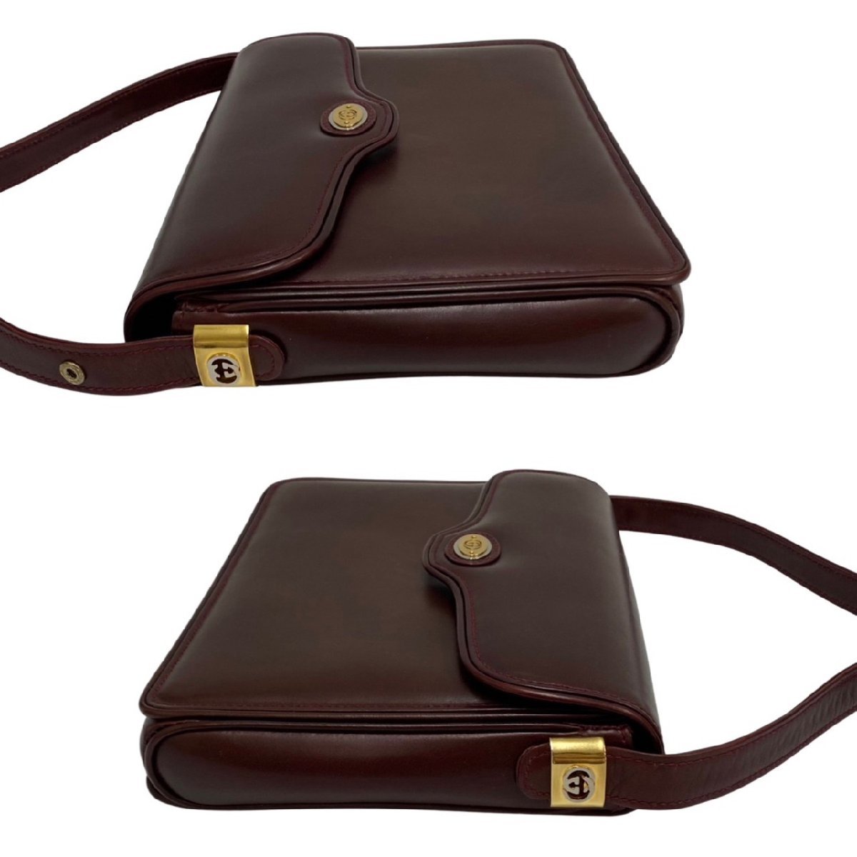 極 美品 GUCCI オールドグッチ ヴィンテージ GG ロゴ 金具 カーフ